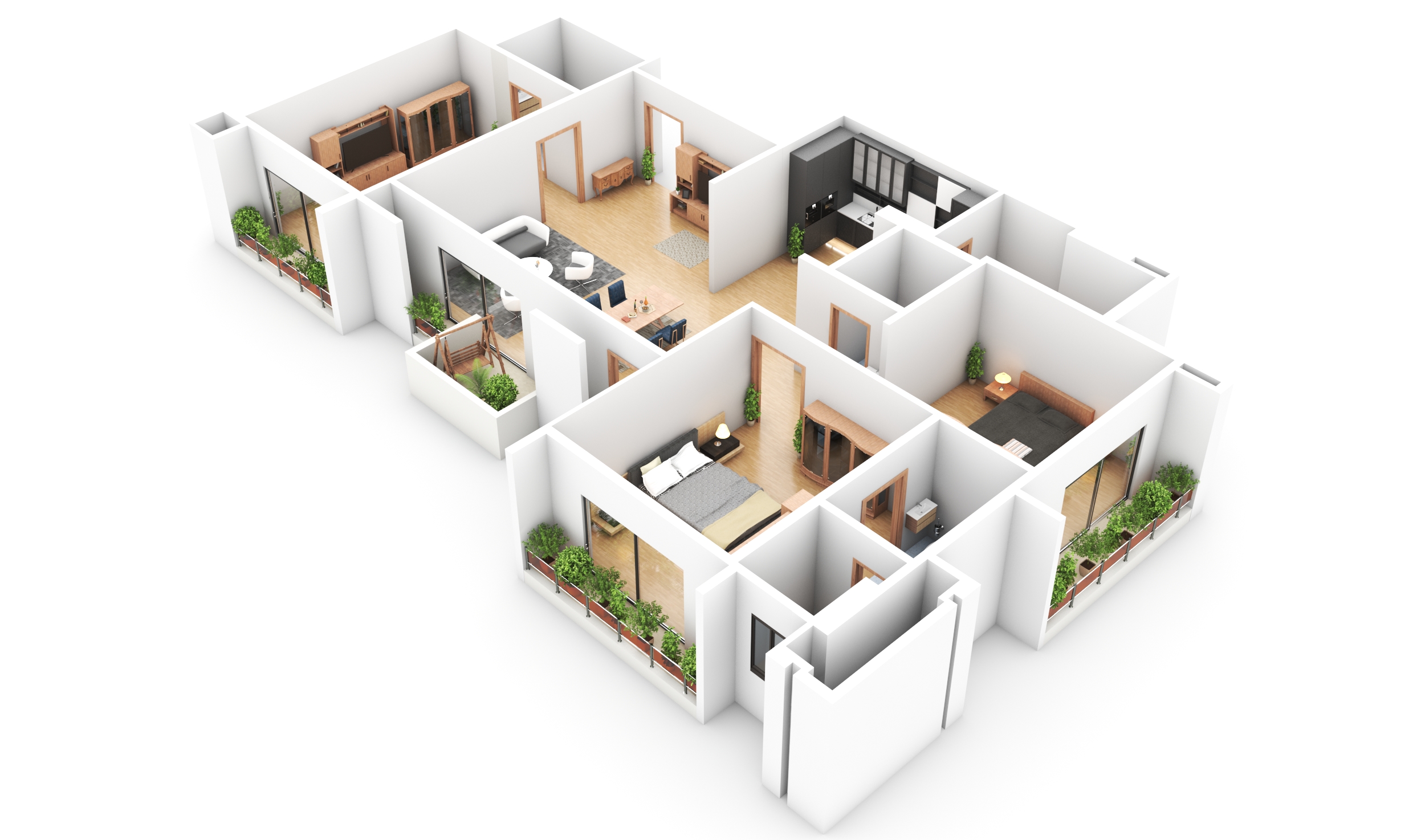 152413I will create apartment building 3d design and 2d floor plan