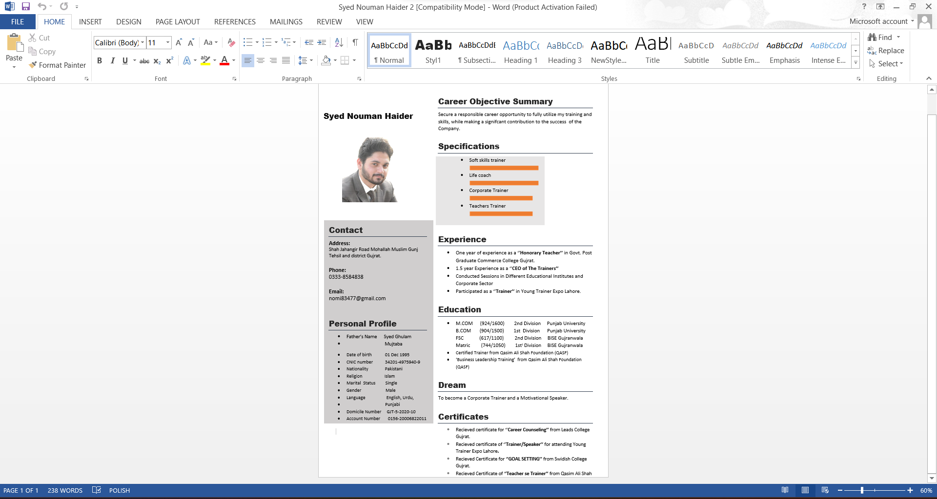 174567I will design professional Resume or CV as per requirement